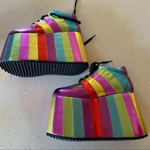 Dolls kill mega stacked rainbow platform sneakers size 8 new never worn